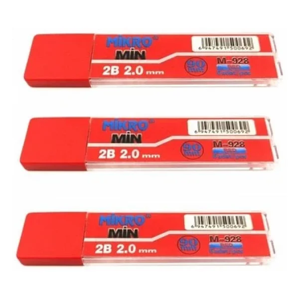 Kalem Ucu 2.0mm 2B Mikro 2B Kalem Ucu 2mm Kırmızı 3 Adet - Görsel 5