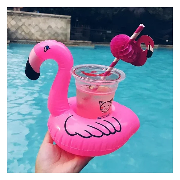 Nettenevime 10 lu Set Pembe Flamingo Şişme Bardak Simidi İçecek Tutacağı - Görsel 6