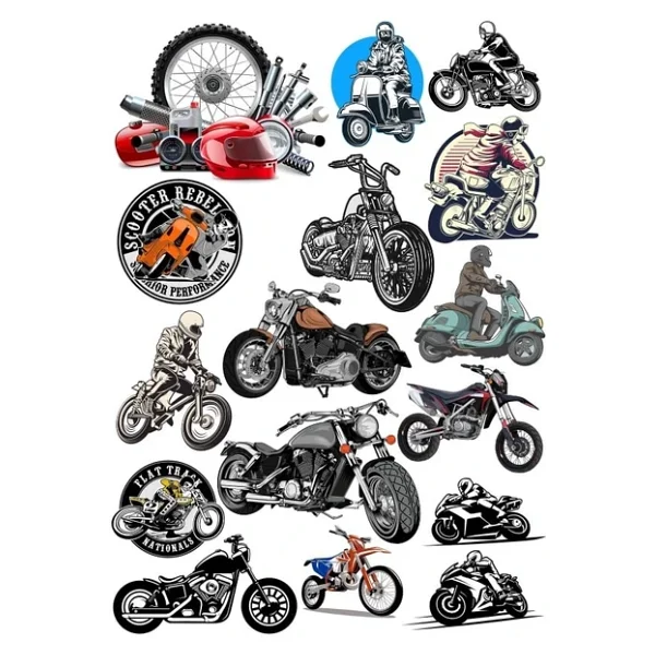 Motorcu Sticker 4 16 Parça Telefon, Tablet, Defter, Laptop Sticker - Görsel 2