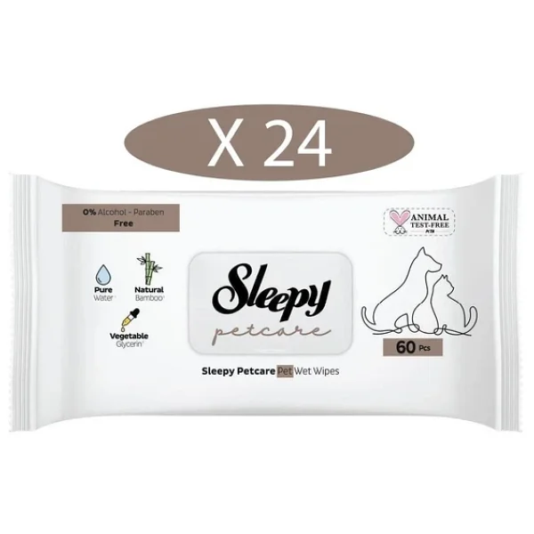 Sleepy Petcare Evcil Hayvan Islak Havlusu 60lı x 24 Adet (1440 Yaprak) - Görsel 2