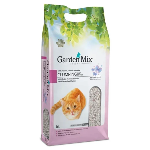Gardenmix Bebek Pudrası Kokulu 5 lt İnce Taneli Bentonit Kedi Kumu - Görsel 5