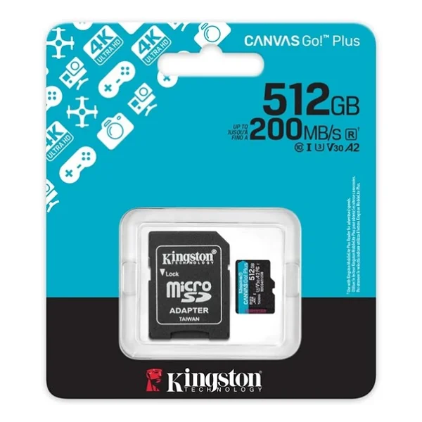 Kingston Canvas Go Plus SDCG4/512G Class 10 UHS-I U3 A2 V30 512 GB Micro SD Kart - Görsel 4