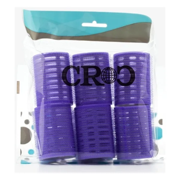 Croc 1215 Büyük Boy Bigudi 6Lı + Saç Pensi 10lu (Cırtlı - Yapışkanlı Bigudi) Mor - Görsel 4
