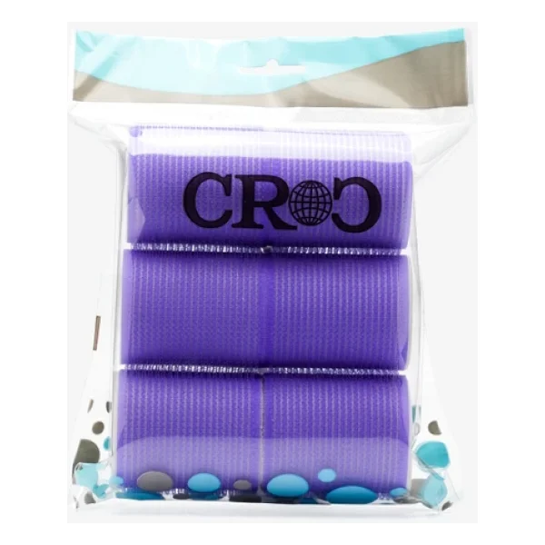 Croc 1203 Mor Cırtlı Sünger Bigudi 6lı Çap 5cm +10lu Plastik Saç Pensi - Görsel 4