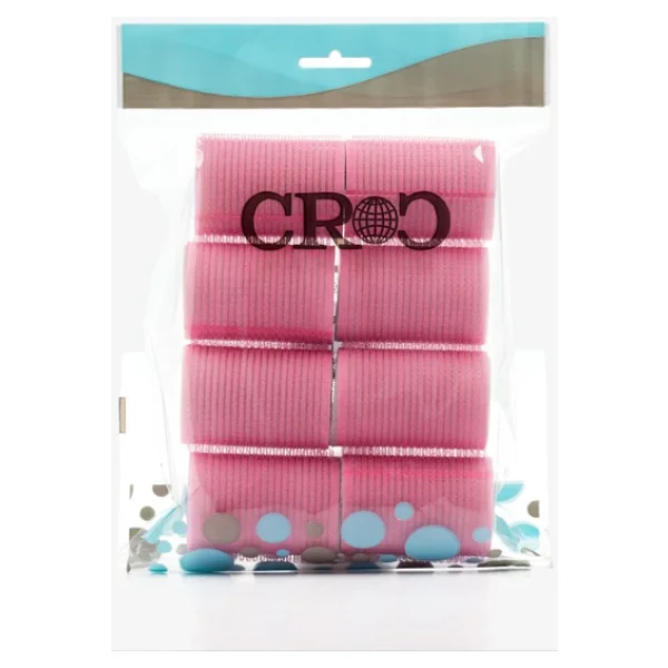 Croc 1207 Cırtlı Sünger Bigudi 8li Çap 4cm Pembe + 12li Alüminyum Saç Pensi - Görsel 4