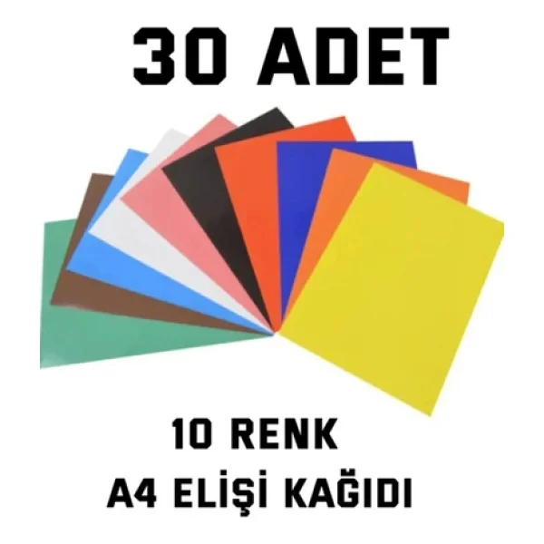 30 Adet A4 Elişi Kağıdı Karışık Renk El işi Kağıdı - Görsel 4