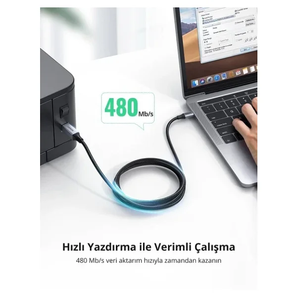 Ugreen 80802 1.5 m USB 2.0 Yazıcı Kablosu - Görsel 3