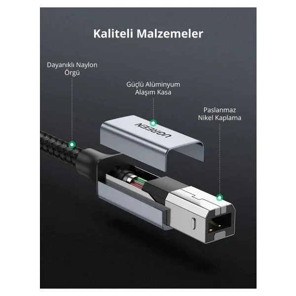 Ugreen 80802 1.5 m USB 2.0 Yazıcı Kablosu - Görsel 5