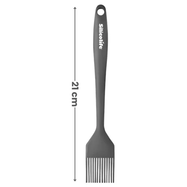 Silicolife Yumurta Fırçası, Isıya Dayanıklı Yanmaz Yapışmaz Tek Parça Silikon Fırça 21cm Antrasit - Görsel 2