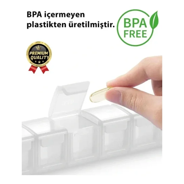 Dayanıklı Düzenleyici Organizer Abs Plastik Şeffaf Haftalık Günlük 7 Bölmeli İlaç Hap Saklama Kutusu - Görsel 4