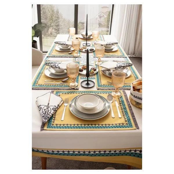 Safran Luxe, Duck Keten Runner, Premium Seri Kaymaz Runner 45X140 - Görsel 5
