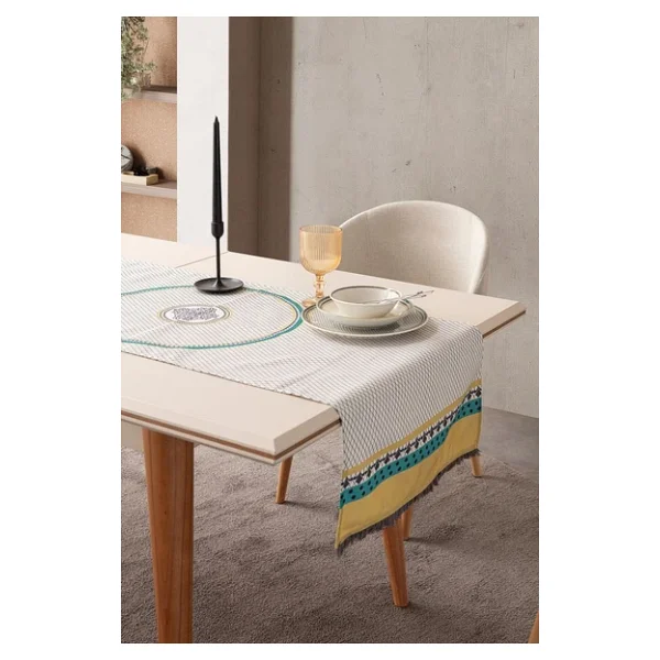 Safran Luxe, Duck Keten Runner, Premium Seri Kaymaz Runner 45X140 - Görsel 2