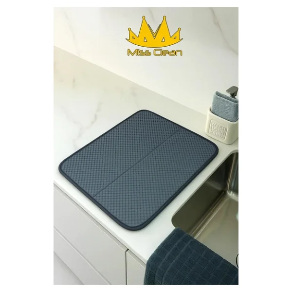 Miss Clean Mikrofiber Mutfak Bulaşık Kurutma Durulama Matı Pedi 35X45 Cm. - Siyah - 1 Adet - Görsel 4