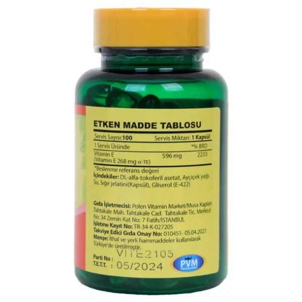 Vitapol Vitamin E 400 Iu 268 mg 100 Kapsül 2 Adet - Görsel 5