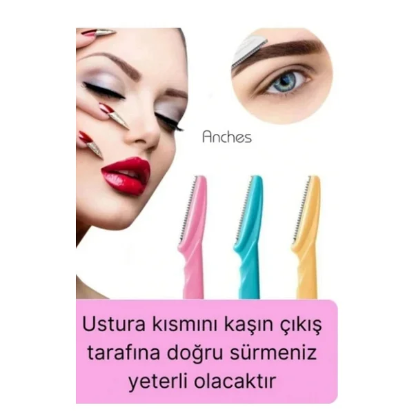 Çok Amaçlı Pratik Tahriş Etmez Acısız Yüz Tüy Alma Epilasyon Aleti 3'lü Kaş Bıyık Tıraş Usturası - Görsel 6