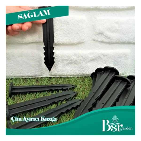 500 Adet Çim Ayırıcı Kazığı 15 Cm Çim Sınırlayıcı Kazığı Plastik Jüt Çivisi Bsr Garden - Görsel 7