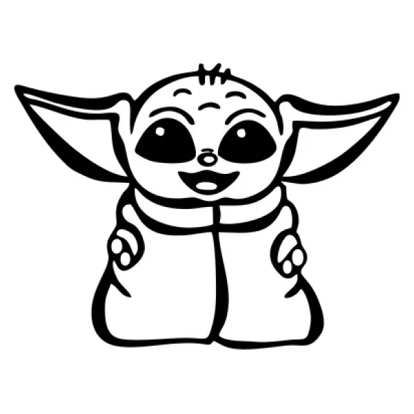 Baby Yoda Araba Stickeri 17x17 Cm Siyah - Görsel 2