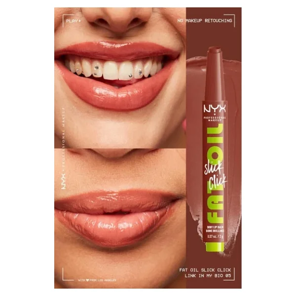 NYX Professional Makeup Fat Oil Slick Click Parlatıcı Nemlendirici Nude Tonlu Dudak Balmı - 05 Link In My Bio - Görsel 3