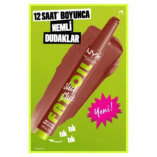 NYX Professional Makeup Fat Oil Slick Click Parlatıcı Nemlendirici Nude Tonlu Dudak Balmı - 05 Link In My Bio - Görsel 4