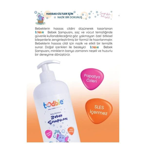 Todbie Papatya Özlü Bebek Şampuanı 500 ml 6 Adet - Görsel 6