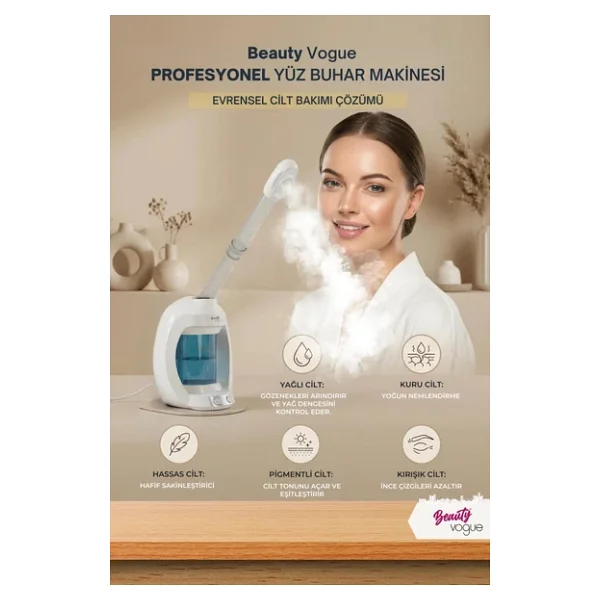 Beauty Vogue Masaüstü Vapozon Yüz Cilt Buhar Makinesi Ozonlu Cilt Bakımı Profesyonel - Taşınabilir + Vakum - Görsel 5