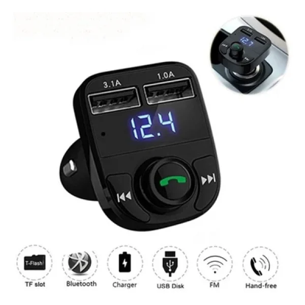 Araç Fm Transmitter 5.0 Bluetooth Araç Kiti Usb Mp3 Sd Kart Flash Için Uygun Çakmaklık Girişli - Görsel 2