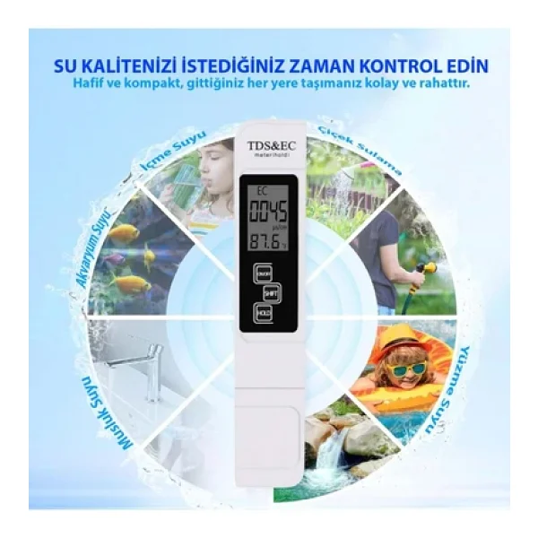 Plentiful 3İn1 Dijital Tds Su Kalitesi Değer Ölçüm Cihazı - Görsel 5