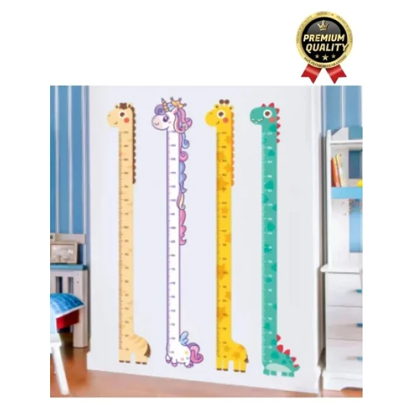 Yeni Seri Çift Taraflı Bantlı Çocuk Büyüme Cetveli Eğlenceli Sevimli Sarı Zürafa Boy Ölçüsü Sticker - Görsel 5