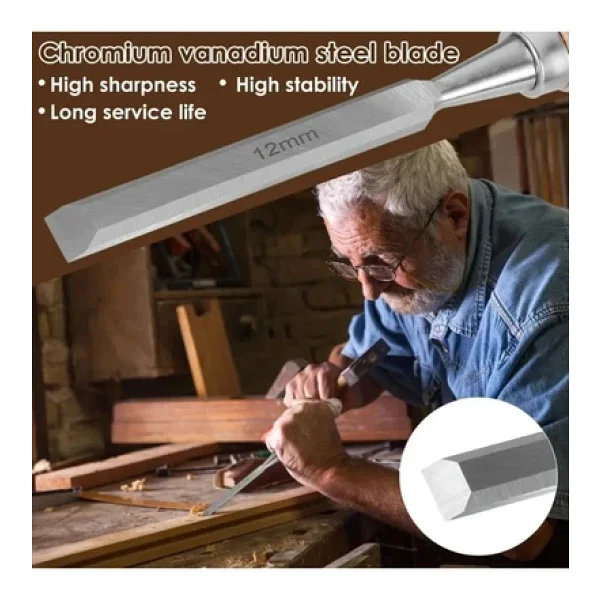 Depolife Ahşap Keski Seti 6lı Iskarpela Keskin Vanadiyum çelik Ahşap oyma Alet Takımı Ahşap Saplı Ergonomik Sarı - Görsel 6