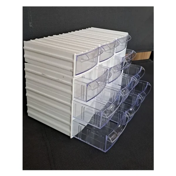 Depolife Şeffaf Çekmeceli Organizer Kutu 12 Kutu Dremel Gravür Boncuk Mücevher Saklama Kutusu Düzenleyici Beyaz - Görsel 6