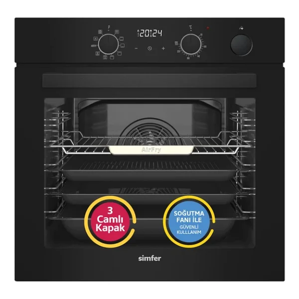 Simfer 8244 Steam Master Siyah Ankastre Fırın - Görsel 4