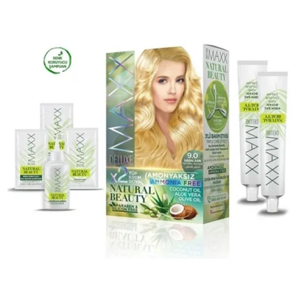 2 Paket Natural Beauty Amonyaksız Saç Boyası 9.0 Doğal Sarı - Görsel 2
