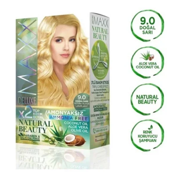 2 Paket Natural Beauty Amonyaksız Saç Boyası 9.0 Doğal Sarı - Görsel 3