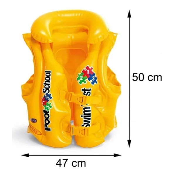 Intex Şişme Can Yeleği Deniz Yeleği Şişme Cankurtaran Yelek Life Vest Yakalı Can Yeleği Emniyet 50x47 cm. - Görsel 4
