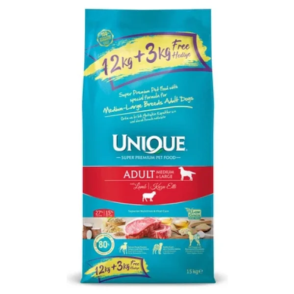 Unique Kuzu Etli 15 kg Orta ve İri Irk Yetişkin Köpek Maması - Görsel 3