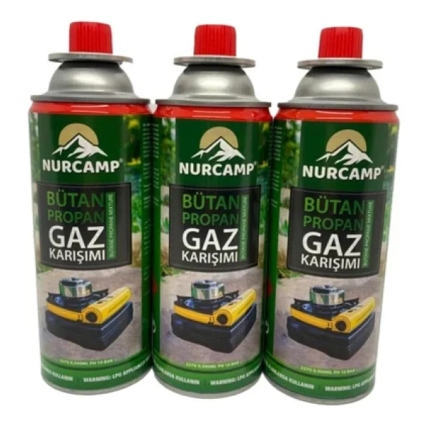 Nurcamp 227 Gram Valfli Gaz Ocak Kartuşu - 3lü Set - Görsel 3