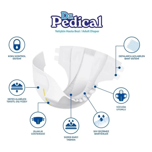 Dr. Pedical Belbantlı Ekstra Ekstra Large Boy XXL 30'lu 3 Adet Hasta Bezi - Görsel 2