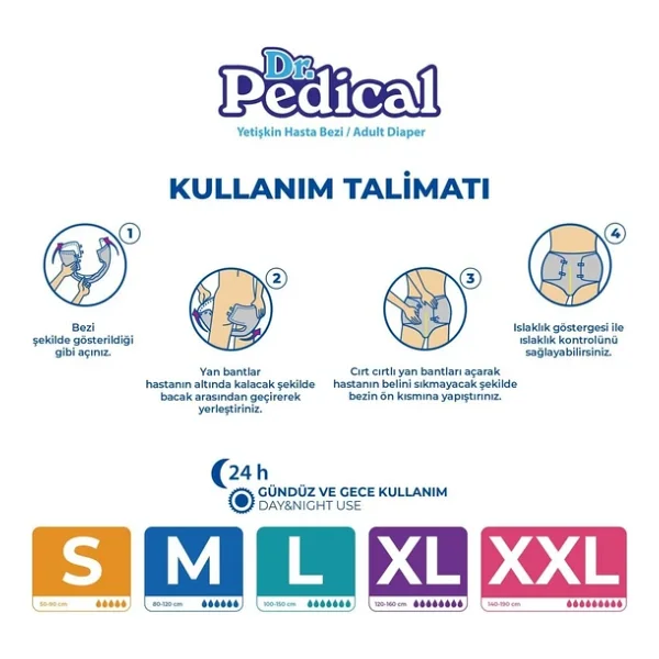 Dr. Pedical Belbantlı Ekstra Ekstra Large Boy XXL 30'lu 3 Adet Hasta Bezi - Görsel 3