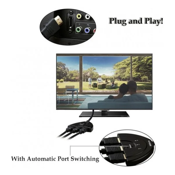 3 Port Kablolu Hdmi Switch Çoklayıcı Çoğaltıcı Splitter - Görsel 6