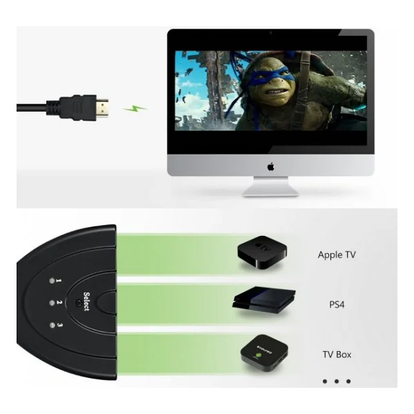 3 Port Kablolu Hdmi Switch Çoklayıcı Çoğaltıcı Splitter - Görsel 8