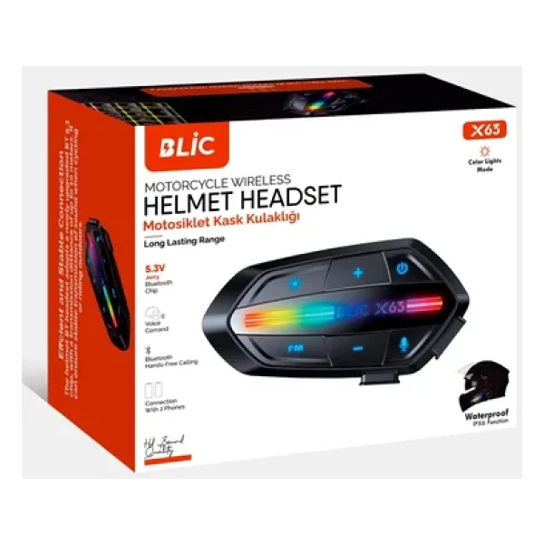 X63 Motosiklet Kask Kulaklık Intercom Işıklı Motorsiklet Interkom 5.3 - Görsel 4