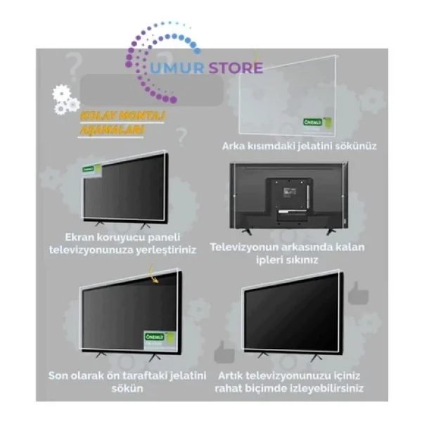 Samsung Uyumlu 65" Inç 165 Ekran Tv Ekran Koruyucu Tüm Modeller - Görsel 5