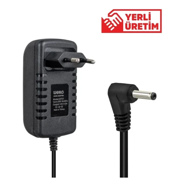 Weko 12 Volt - 3 Amper 3.5x1.35 Uçlu Yerli Üretim Yazar Kasa Pos Adaptörü - Görsel 2