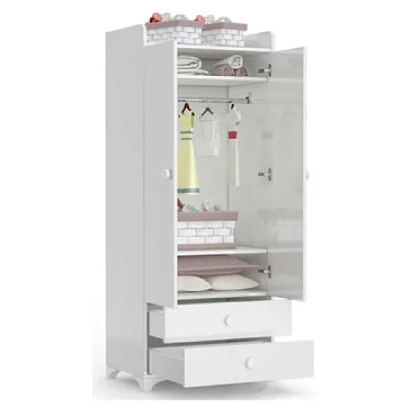 Afilli Bdlp 048 Swing 2 Kapılı 2 Çekmeceli Dolap Beyaz Bdlp048beyaz Bebek - Görsel 3