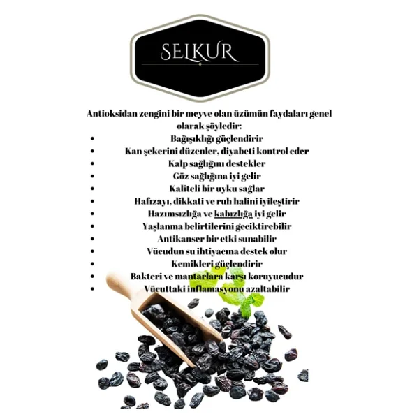 Selkur Özbek Çekirdeksiz Kuru Üzüm 1 kg - Görsel 2
