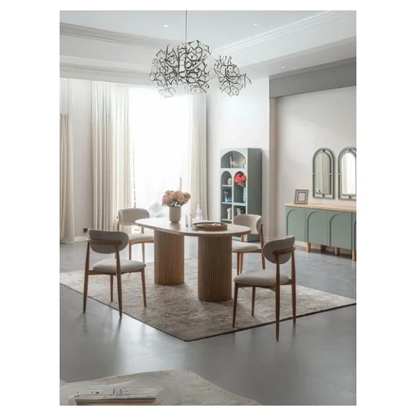 Alva Bohem Natural Ahşap Masa Sandalye Takımı 80X180 - Görsel 2