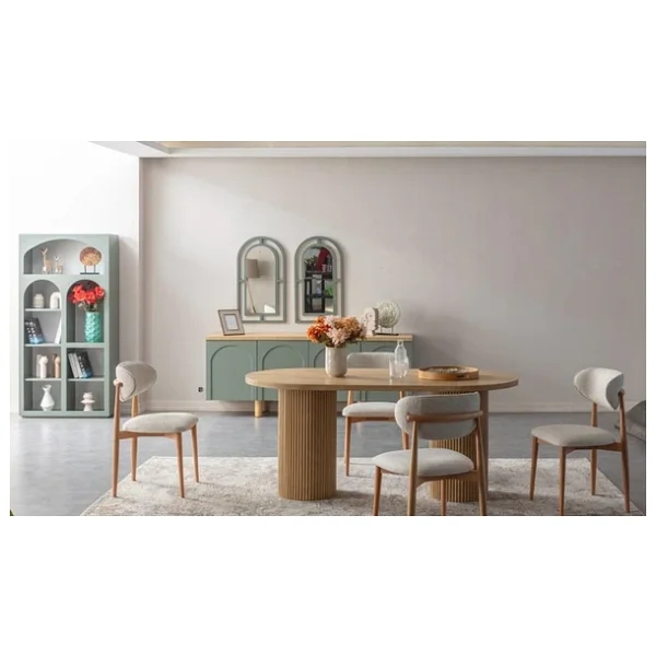 Alva Bohem Natural Ahşap Masa Sandalye Takımı 80X180 - Görsel 7