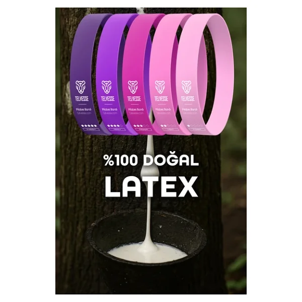 5 Farklı Direnç Çantalı Latex Pilates Aerobik Egzersiz Squat Lastiği Loop Bant Kapalı Uç Pembe Ton - Görsel 6
