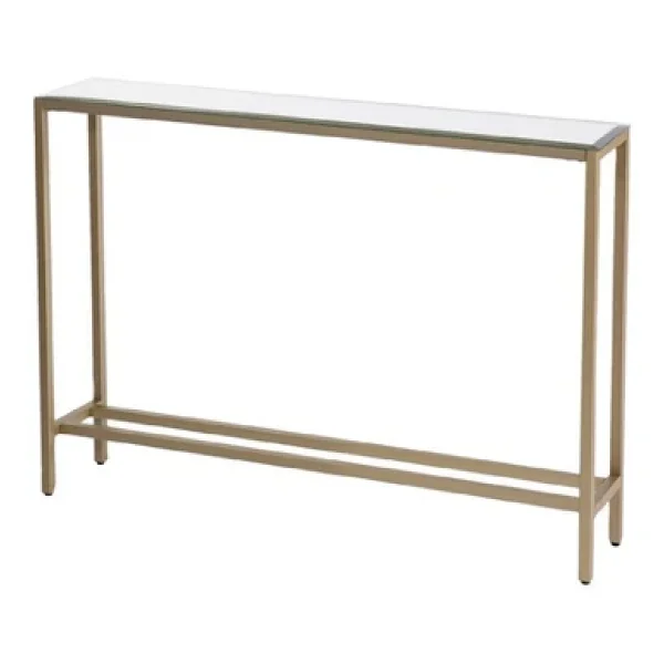 TOLIAHOME Modern Gold Renk Metal İskeletli Temper Camlı Raflı Dresuar Konsol - Görsel 4
