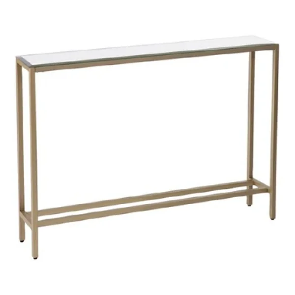 TOLIAHOME Modern Gold Renk Metal İskeletli Temper Camlı Raflı Dresuar Konsol - Görsel 3